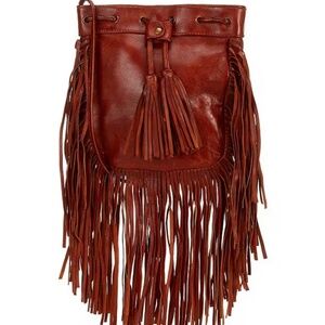 NWOT Scully Soft Leather Fringe Crossbody Bag Cognac $160